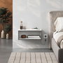 Hanah Home Brik Mesita de noche Blanca y Gris Retro con LED